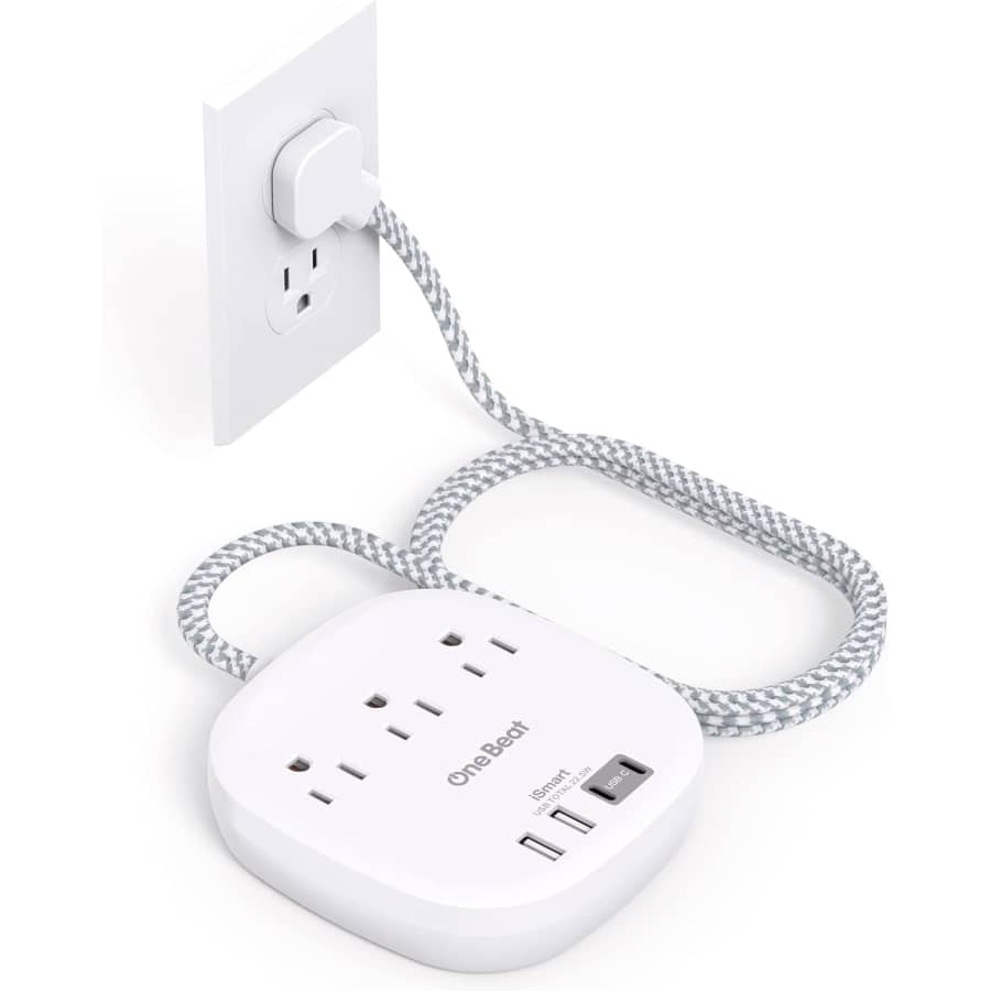 One Beat 3-Outlet Flat Plug Power Strip: $9.99