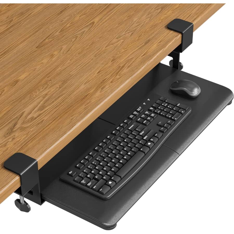 Bontec Under Desk Pull-Out Clamp-On Keyboard Tray: $26.24