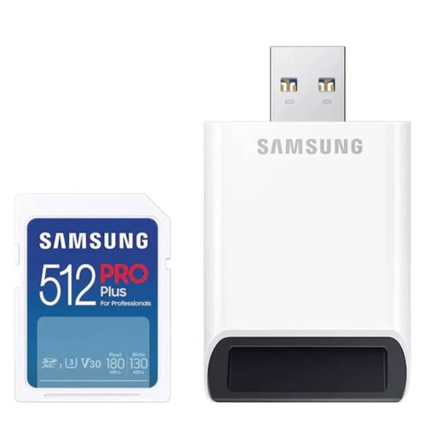 Samsung PRO Plus 512GB SDXC Card w/ USB Reader: $30 Samsung PRO Plus 512GB SDXC Card w/ USB Reader: $30