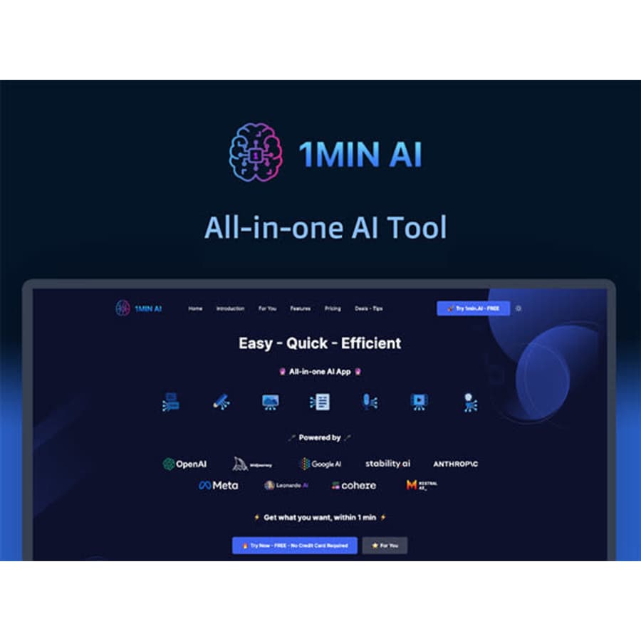 1min.AI Pro Lifetime Subscription: $29.97