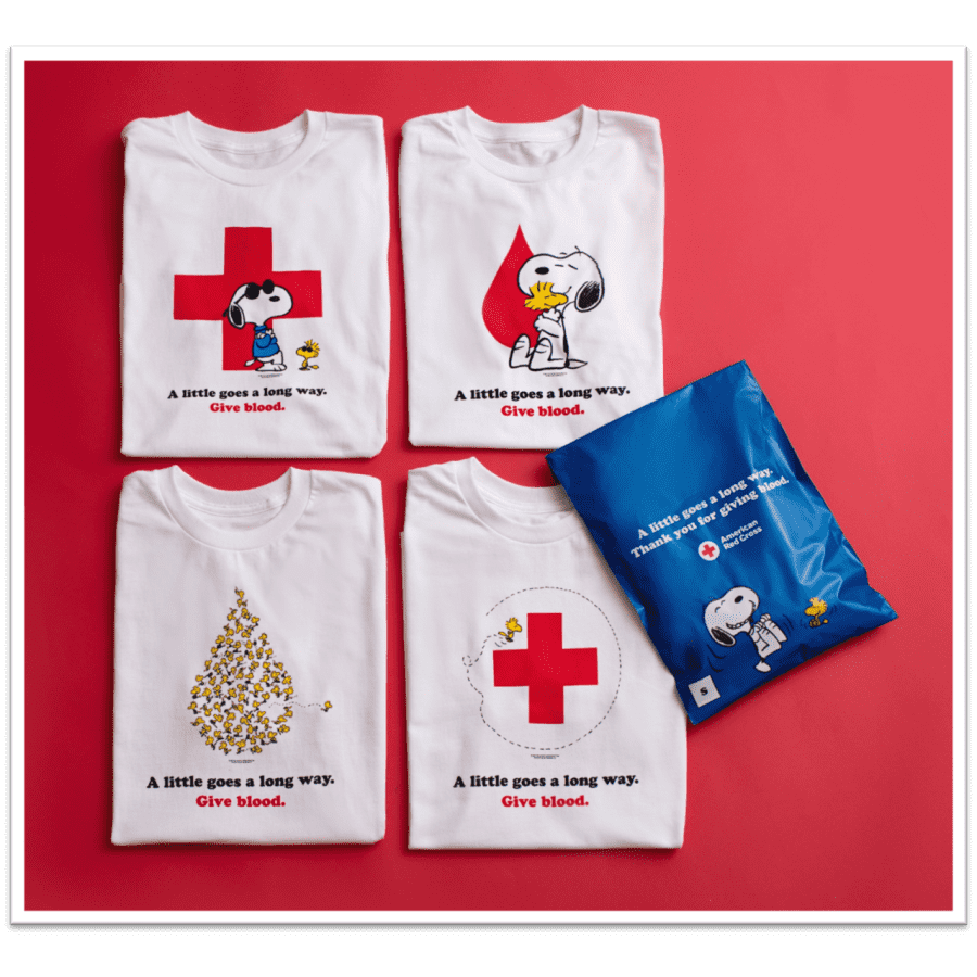 Red Cross x Peanuts Limited Edition T-Shirt: Free when you donate blood Red Cross x Peanuts Limited Edition T-Shirt: Free when you donate blood
