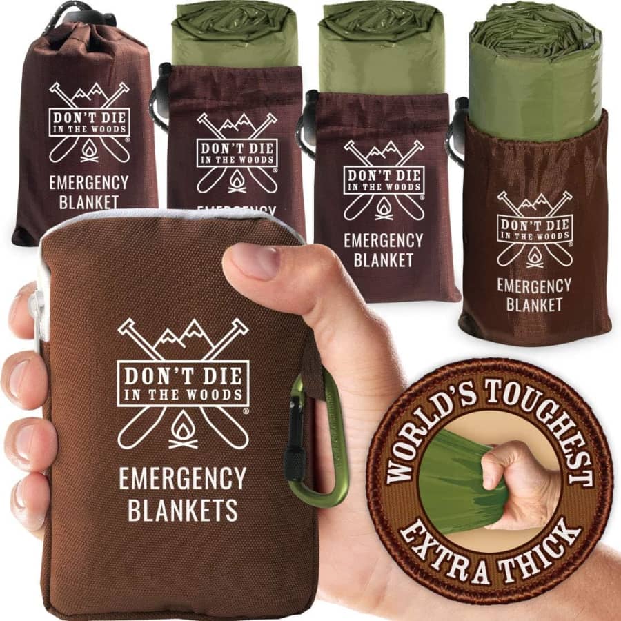 Don't Die In The Woods Extra-Thick Thermal Mylar Emergency Blanket 4-Pack: $24.95