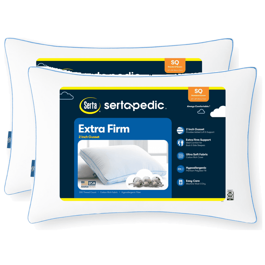 Sertapedic Extra Firm Standard/Queen Bed Pillow 2-Pack: $10