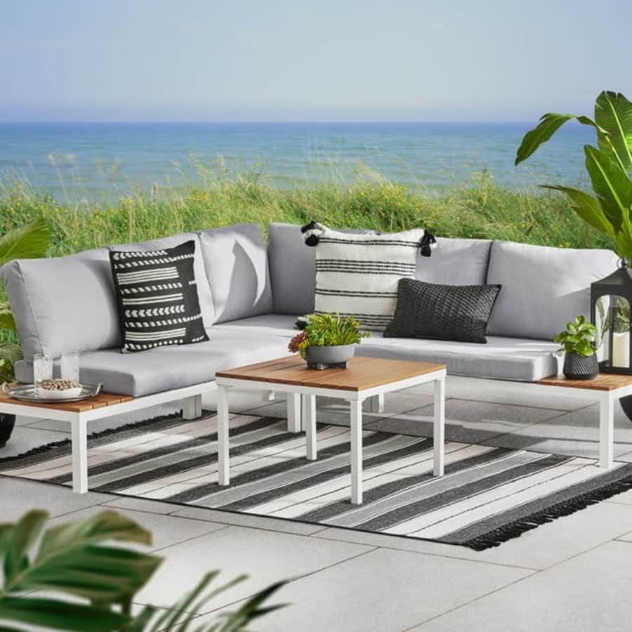 Mainstays Oakleigh 4-Piece Outdoor Chaise Sectional Set with Table: $297