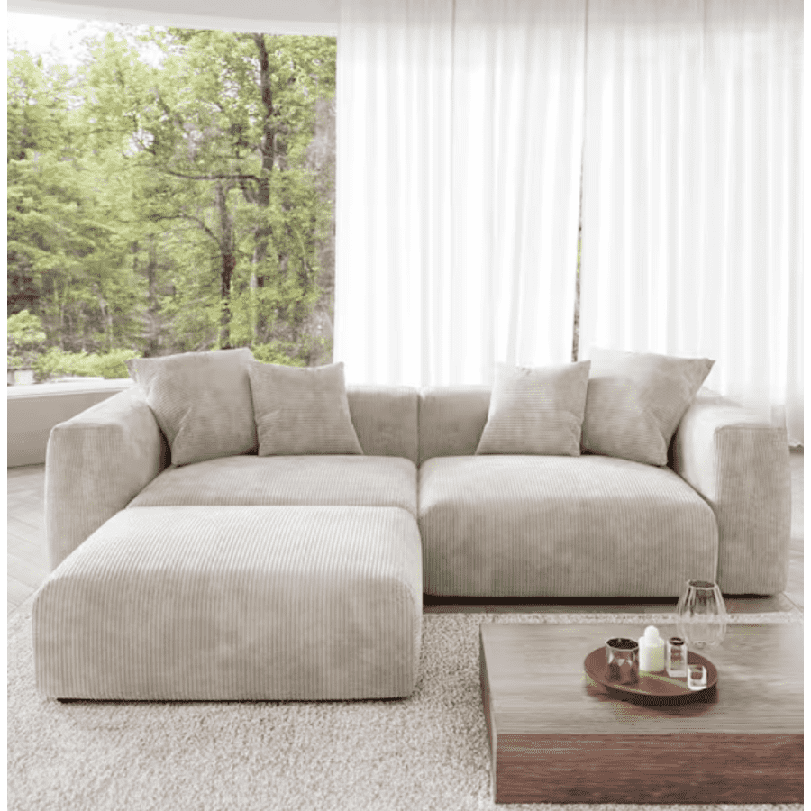 J&E Home 118" 3-Piece Square Arm Modular Sectional Sofa: $986