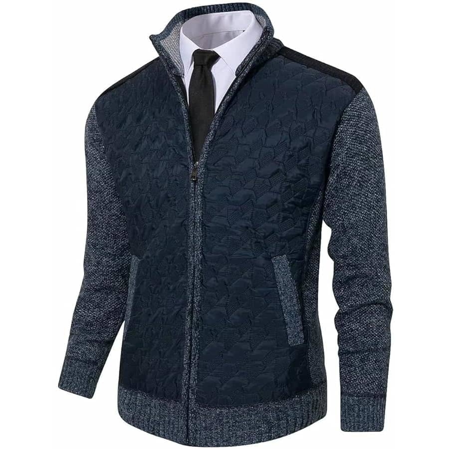Msmsse Men's Full-Zip Slim Fit Knitted Sweater Jacket: From $14