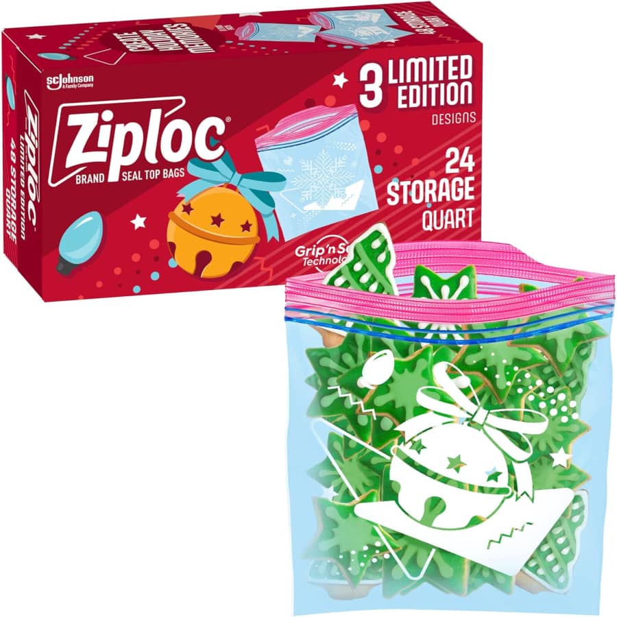 Ziploc Holiday Designs Quart Bags 24-Pack: $4.30 Ziploc Holiday Designs Quart Bags 24-Pack: $4.30