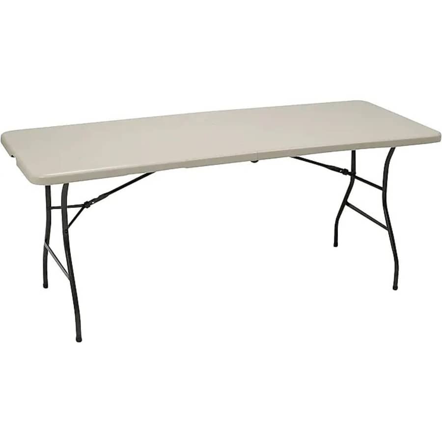 Staples 6-Foot Heavy Duty Plastic Folding Table: $50 Staples 6-Foot Heavy Duty Plastic Folding Table: $50