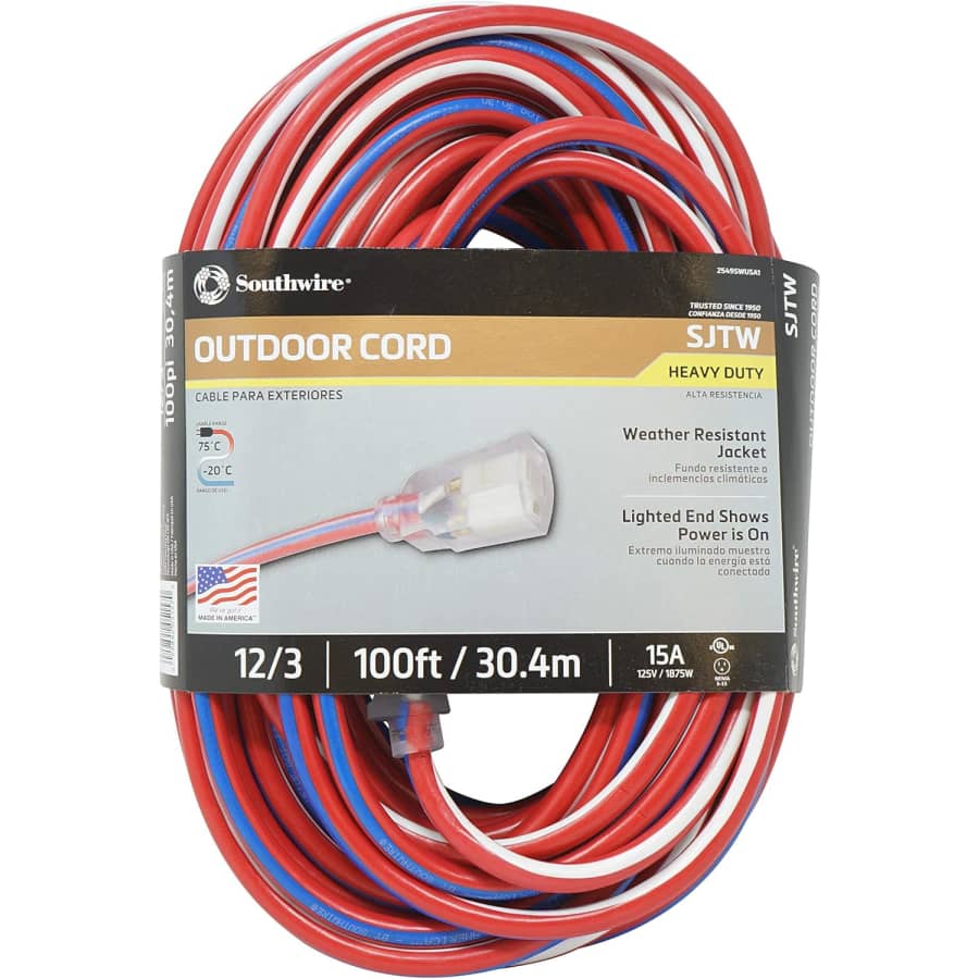Southwire 100-Foot 12-Gauge Heavy Duty Extension Cord: $53 Southwire 100-Foot 12-Gauge Heavy Duty Extension Cord: $53
