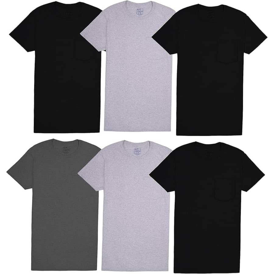 Fruit of the Loom Men's Pocket T-Shirt 6-Pack: $15 Fruit of the Loom Men's Pocket T-Shirt 6-Pack: $15