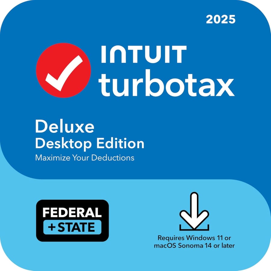 TurboTax Deluxe Desktop Edition 2025 for PC or Mac: $45
