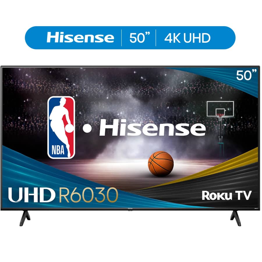Hisense 50R6030N 50" 4K UHD Roku Smart TV: $138