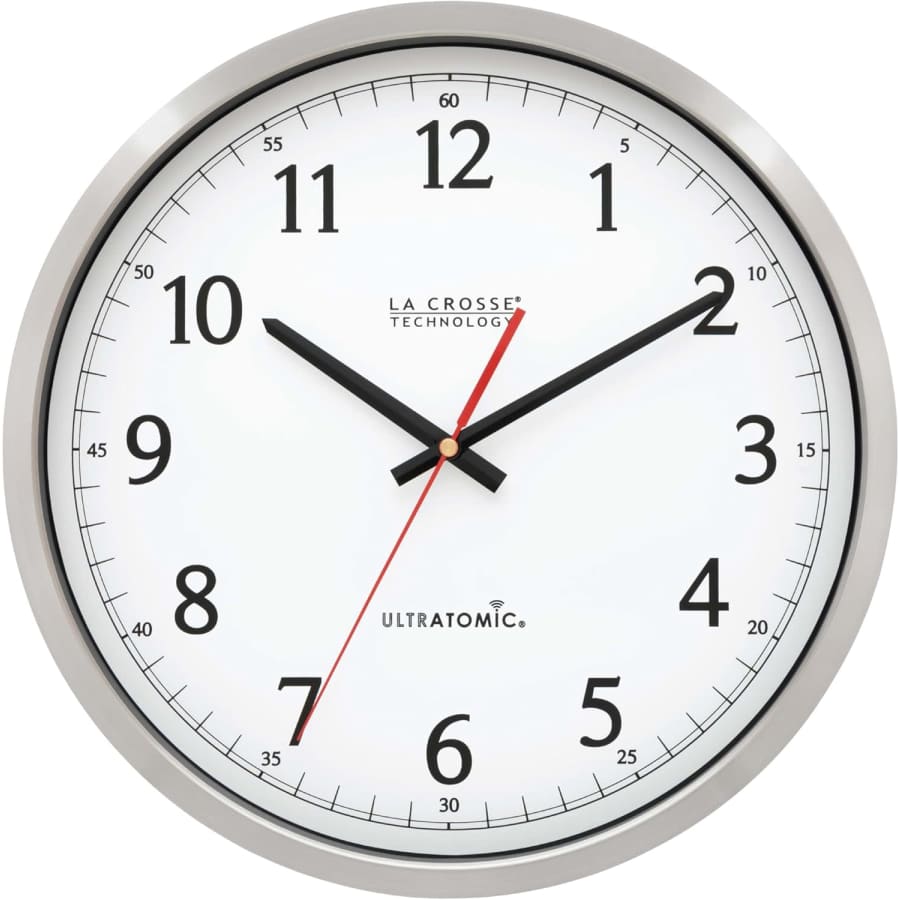La Crosse Technology UltrAtomic 14" Stainless Steel Wall Clock: $47
