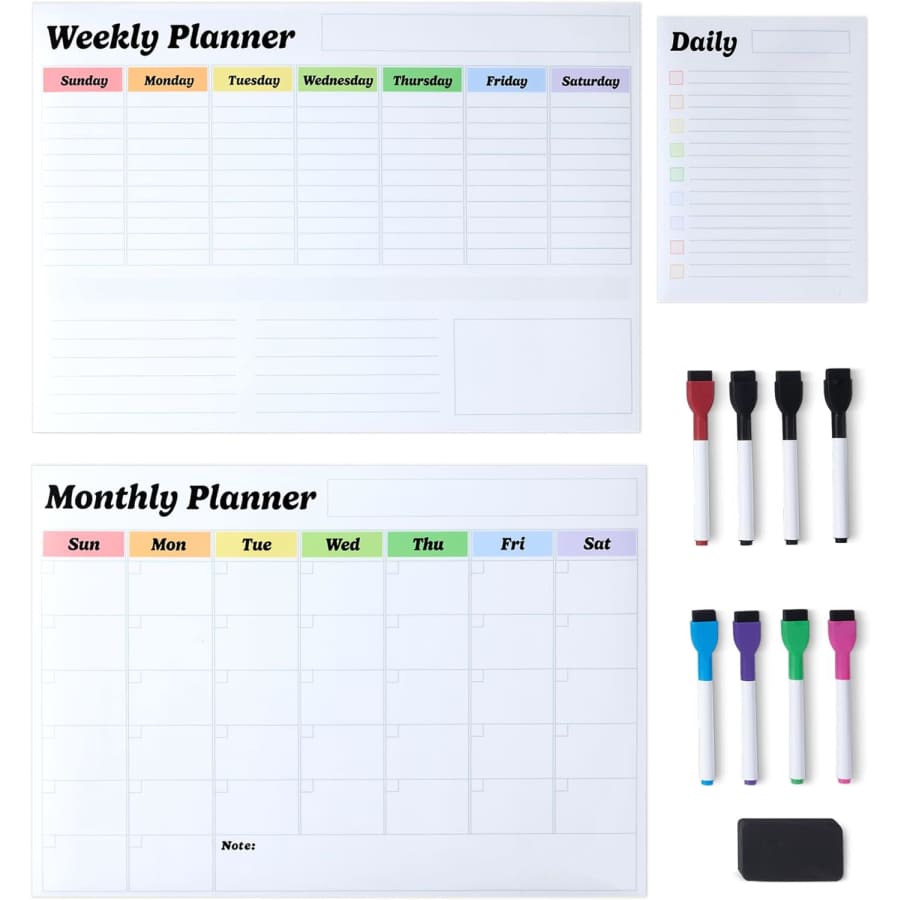 Amazon Basics Magnetic Dry Erase Calendar Whiteboard Set w/ 8 Markers and Eraser: $10 Amazon Basics Magnetic Dry Erase Calendar Whiteboard Set w/ 8 Markers and Eraser: $10