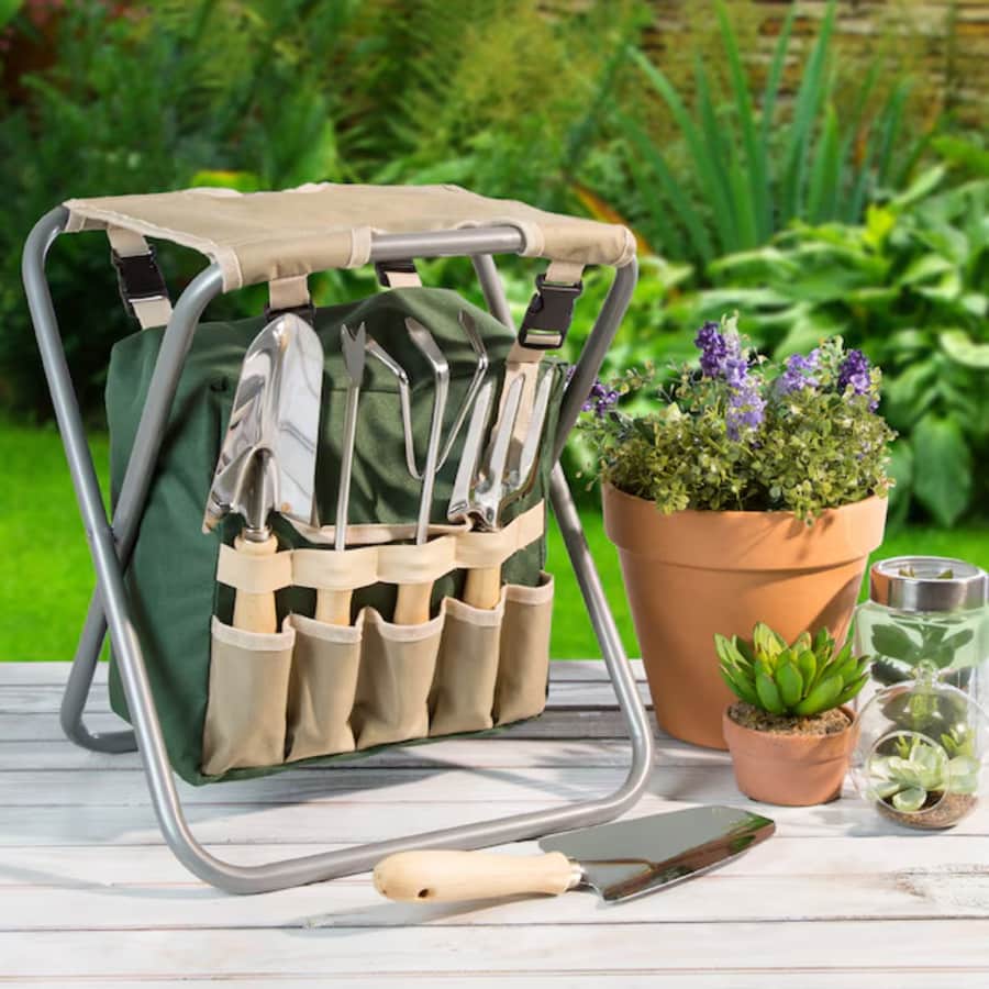 Nature Spring All-In-One Garden Tool Set and Stool Hand Tool Kit: $35