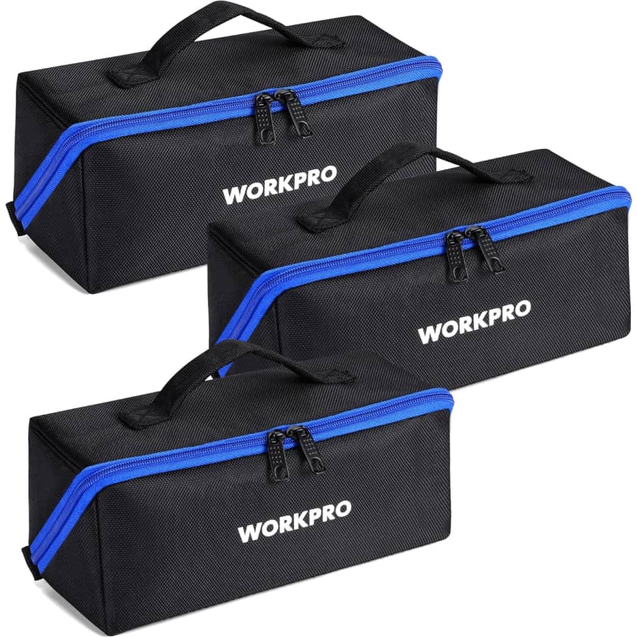 WorkPro 10" Wide-Mouth Tool Bag 3-Pack: $19.99