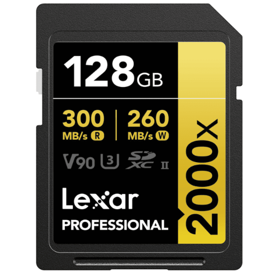 Lexar 128GB Professional 2000x Class 10 SDXC Memory Card: $99 Lexar 128GB Professional 2000x Class 10 SDXC Memory Card: $99