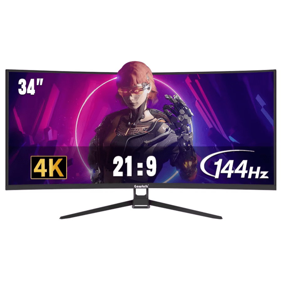 Gawfolk 34" Ultrawide 1440p HDR Curved 144Hz Gaming Monitor: $129