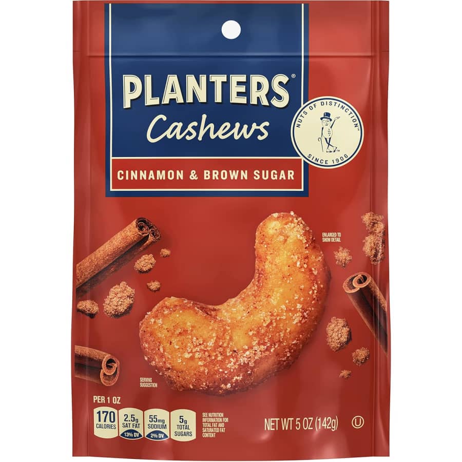 Planters Cinnamon and Brown Sugar Cashews: $2.80 w/ Sub & Save Planters Cinnamon and Brown Sugar Cashews: $2.80 w/ Sub & Save