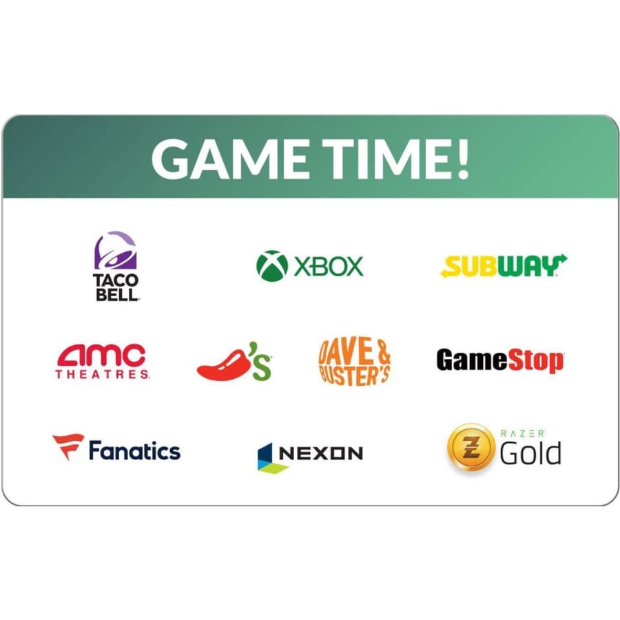 Game Time $50 Gift Card: $42.50 Game Time $50 Gift Card: $42.50