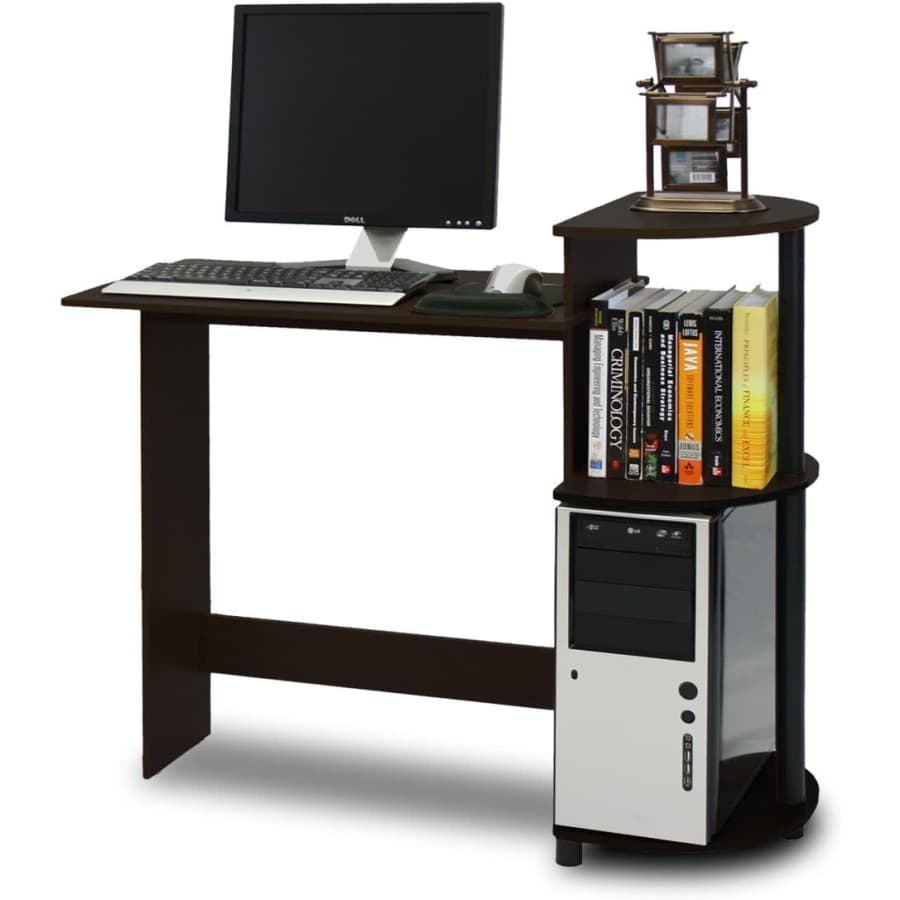 Furinno Compact Computer Desk with Shelves: $18.99 Furinno Compact Computer Desk with Shelves: $18.99