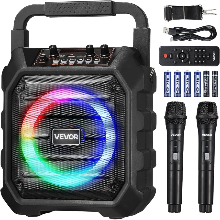 Vevor Karaoke Machine with 2 Wireless Microphones: $21.49