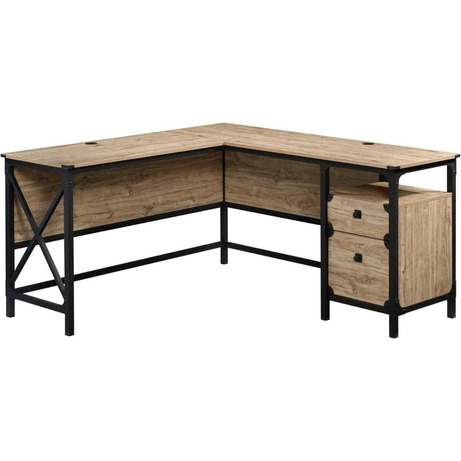 Sauder Steel River L-Shaped Desk with Storage: $84.59