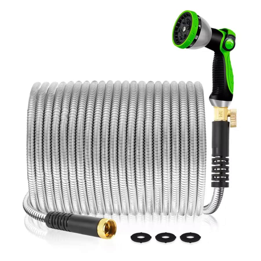 Yofidra 50-Foot Stainless Steel Hose w/ Spray Nozzle: $17.61 Yofidra 50-Foot Stainless Steel Hose w/ Spray Nozzle: $17.61