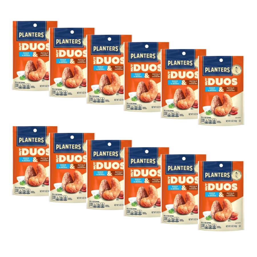 Planters Nut Duos Ranch Almonds & Buffalo Cashews 12-Pack: $20 Planters Nut Duos Ranch Almonds & Buffalo Cashews 12-Pack: $20