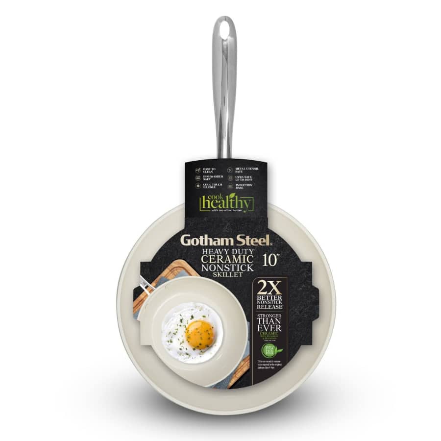 Gotham Steel Cream 10" Nonstick Heavy Duty Ceramic Fry Pan: $20 Gotham Steel Cream 10" Nonstick Heavy Duty Ceramic Fry Pan: $20