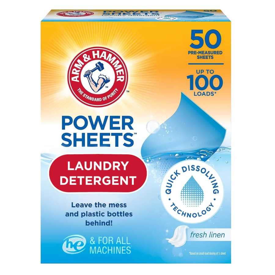Arm & Hammer Power Sheets Laundry Detergent 50-Count: $7.12 w/ Prime