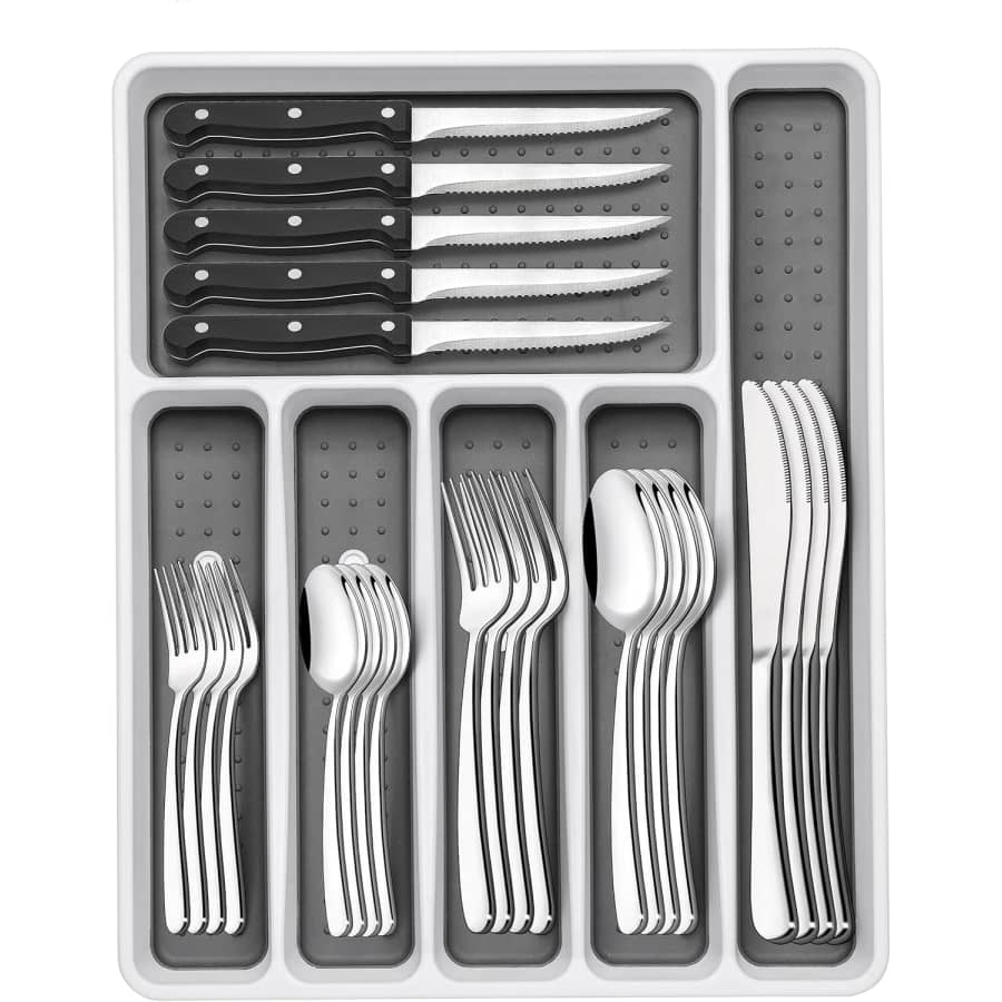 49-Piece Silverware Set with Organizer: $34