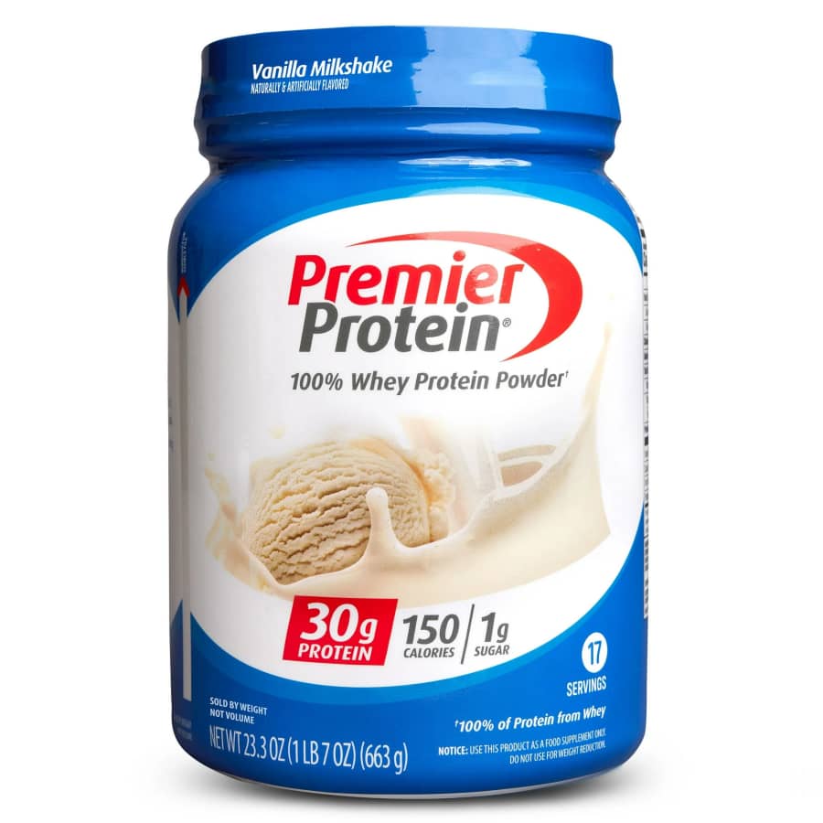 Premier Protein Vanilla Milkshake 100% Whey Protein Powder: $23 Premier Protein Vanilla Milkshake 100% Whey Protein Powder: $23