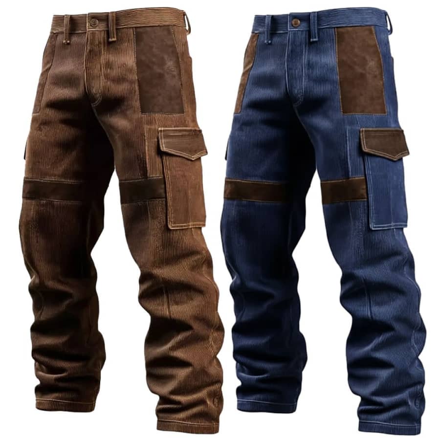 Men's Patchwork Corduroy Cargo Pants: $12 Men's Patchwork Corduroy Cargo Pants: $12