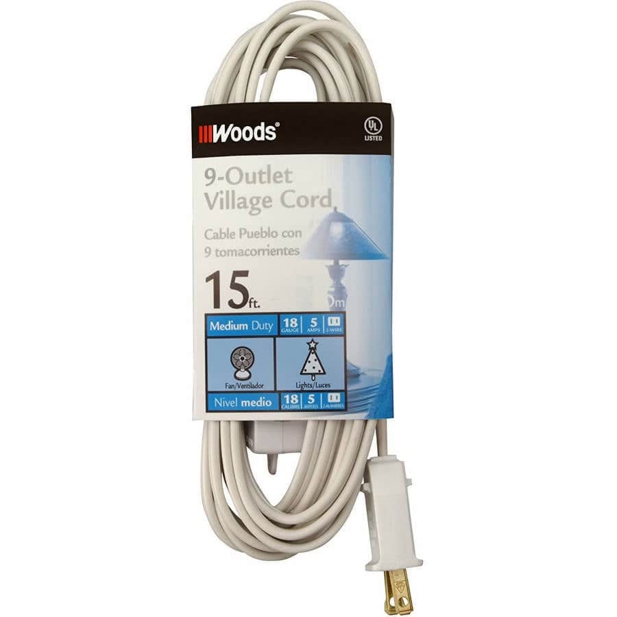 Woods 9-Outlet 15ft Extension Cord with Switch: $5.95