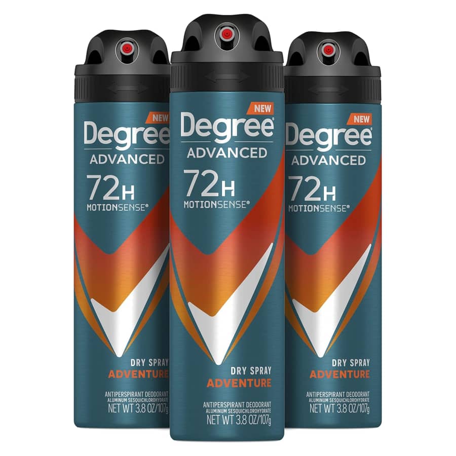 Degree Men's Advanced 72-Hour Antiperspirant Deodorant Dry Spray 3-Pack: $13 w/ Subscribe & Save
