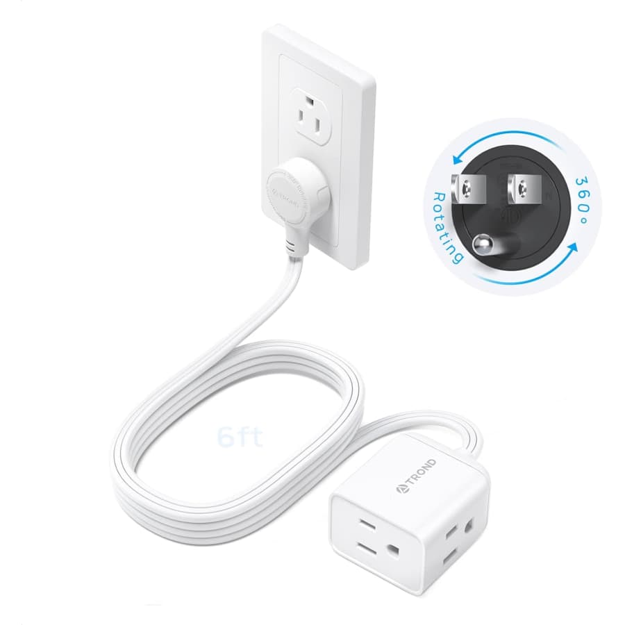 Trond Flat 6ft Extension Cord w/ 360° Rotating Plug: $9.99 Trond Flat 6ft Extension Cord w/ 360° Rotating Plug: $9.99