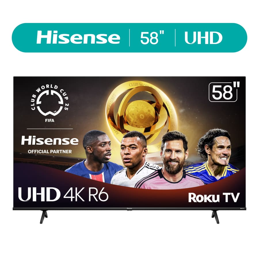 Hisense R6 Series 58R6E3 58" 4K HDR LED UHD Roku Smart TV: $214