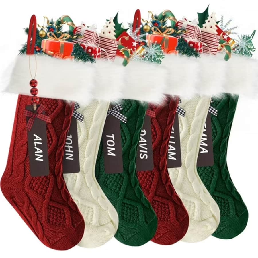 Yexmas 18" Personalized Knitted Stockings 6-Pack: $19.69