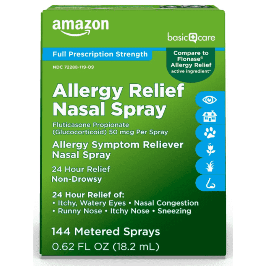 Amazon Basic Care 24-Hour Allergy Relief Nasal Spray: $9.60 via Subscribe & Save Amazon Basic Care 24-Hour Allergy Relief Nasal Spray: $9.60 via Subscribe & Save