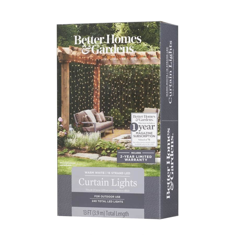 BH&G 240-Count 15-Strand LED Outdoor Curtain String Lights: $9.98 BH&G 240-Count 15-Strand LED Outdoor Curtain String Lights: $9.98