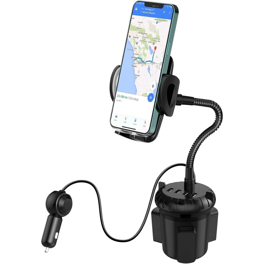 4-Port USB Car Charger w/ Cup Holder Phone Mount: $4.99