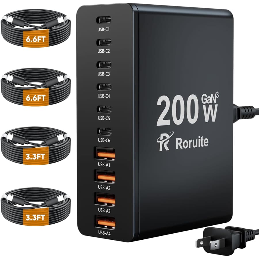 10-Port 200W USB C Charging Station w/ 4 Cables: $23.99 10-Port 200W USB C Charging Station w/ 4 Cables: $23.99