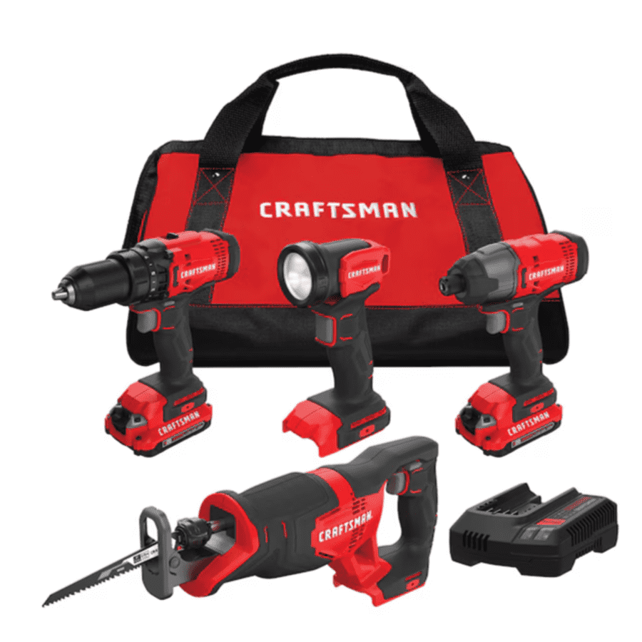 Craftsman V20 20V Max 4-Tool Power Tool Combo Kit with Soft Case: $149