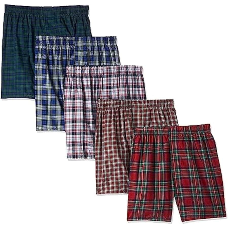 Hanes Men's Big Tartan Boxers 5-Pack: $15 Hanes Men's Big Tartan Boxers 5-Pack: $15