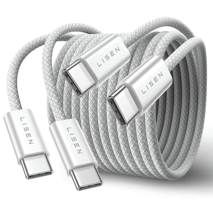 Lisen 6.6-Foot USB-C to USB-C Charging Cable 2-Pack: $3.99
