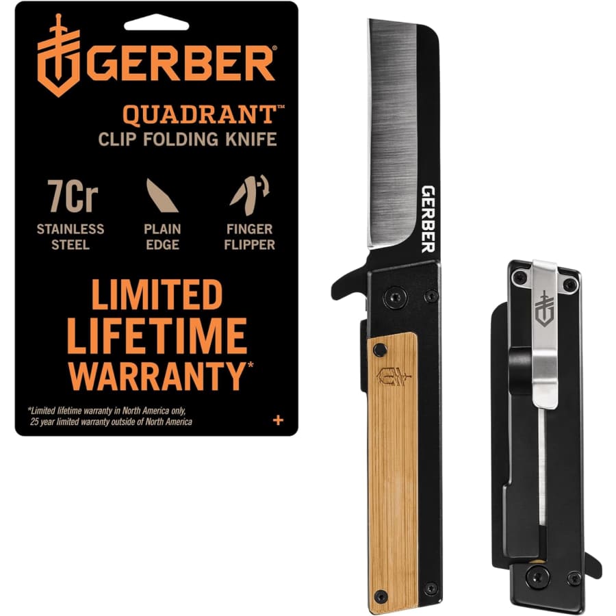 Gerber Gear Quadrant Clip Folding Knife with Plain Edge Blade: $29