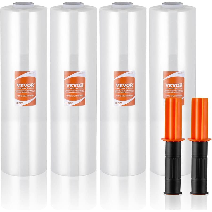 Vevor 15" x 1,200-Foot Shrink Film Stretch Wrap Roll 4-Pack: $33
