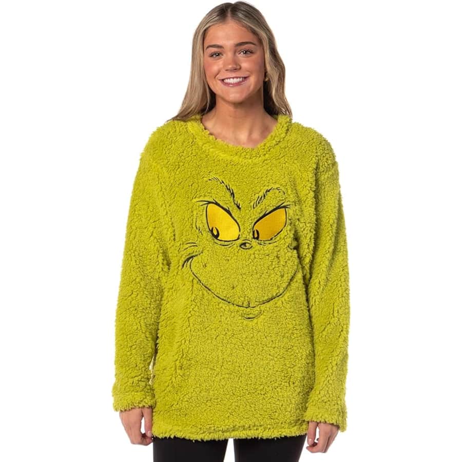 Dr. Seuss How The Grinch Stole Christmas Embroiderd Fleece Top: $20