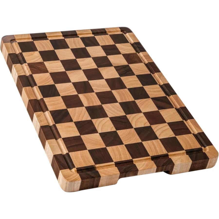 16.5" x 11.6" Checkered Wood Cutting Board: $31